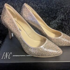INC International Concepts Women's Glittering Silver Heels